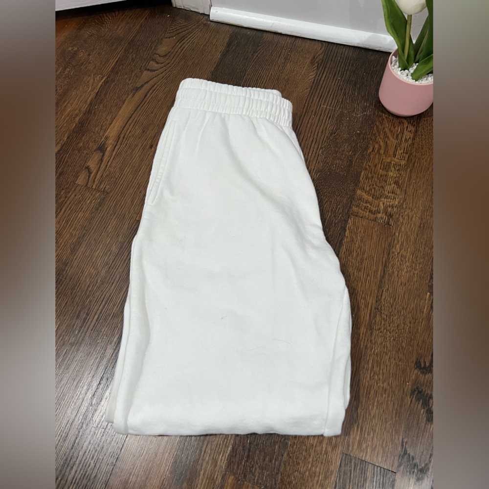 white garage sweatpants